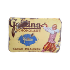 Antiek Emaille Gebold Bord Van Goldina-Chocolade Uit 1915. thumbnail 1