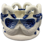 Bloempot Ganzenring Blauw/wit thumbnail 1