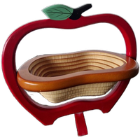 Vintage Houten Schaal Appel Vorm