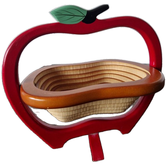 Vintage Houten Schaal Appel Vorm 1