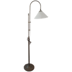 Vintage - Vloerlamp - Staande Lamp - Koper - Opaline Kap thumbnail 1