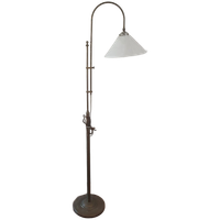 Vintage - Vloerlamp - Staande Lamp - Koper - Opaline Kap