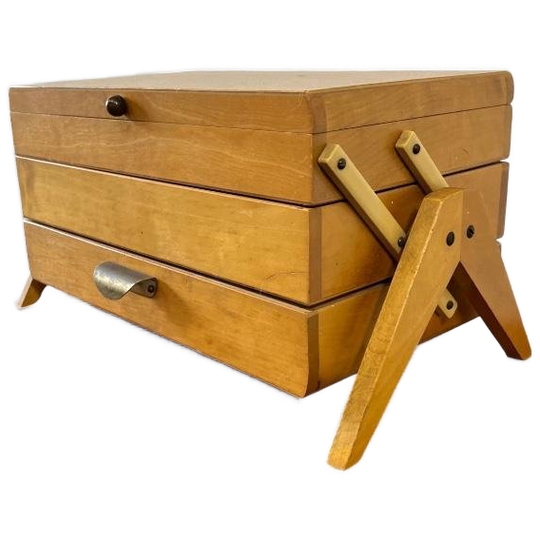 Vintage Mini Houten Naaikistje / Materiaalkistje 1