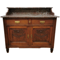 Vintage Frans Dressoir Commode Ladekast Badkamermeubel Met Marmer Blad 804