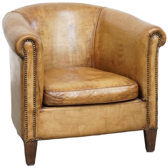 Tijdloze En Stijlvolle Schapenleren Clubfauteuil Met Prachtige Kleuren En Goed Zitcomfort 1