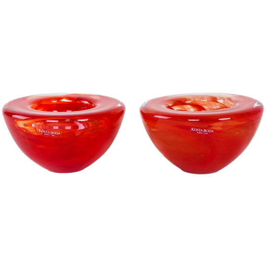 Set Of Glass Candleholders, Swedish Design, 1970s, Manufactured By Kosta Boda 1