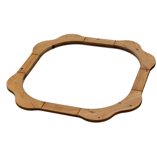 Vintage Spiegel Hout Pinewood Bloem Jaren 70 Design 1