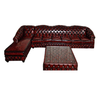 Acme Classic Chesterfield Bank 7-zits– Antiek Rood, Leer
