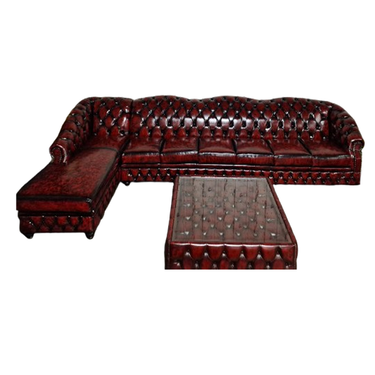Acme Classic Chesterfield Bank 7-zits– Antiek Rood, Leer 1