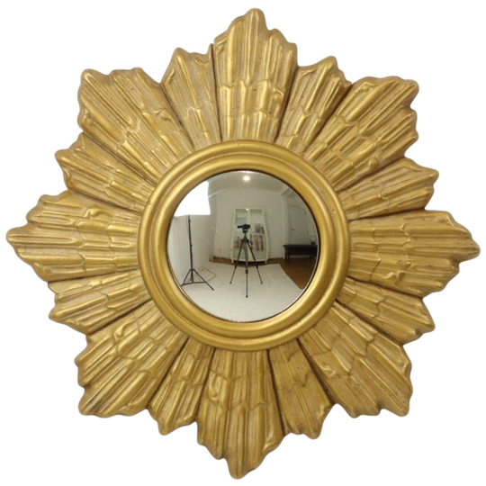 Gouden Zonnespiegel Gips Sunburst Spiegel Convex 48cm 1