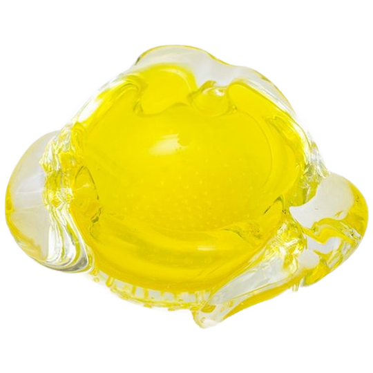 Geel Gegolfd Murano Glazen Bullicante Asbak / Bakje 1