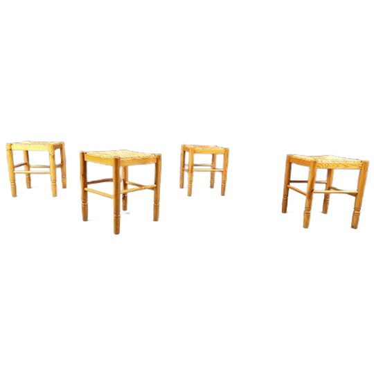 Vintage Wicker Stools - Set Of 4, 1960s 1