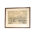 Antique Dutch Seascape Landscape Drawing By Pie Schmidt * 1920S * Framed thumbnail 1