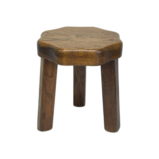 Vintage Brutalist Bijzettafel Plantentafeltje Eiken 1