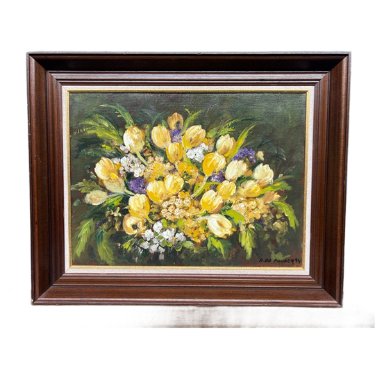 Signed Still Life With Tulips. 1