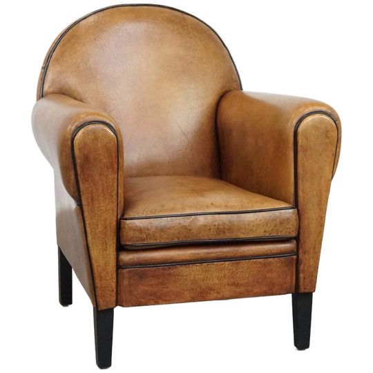 Prachtige En Tijdloze Schapenleren Design Fauteuil/ Armchair In Art Deco Stijl 1