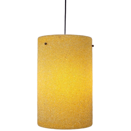 Vintage Hanglamp Polyester Sugar Tube Geel Suiker ‘60 Brass 1