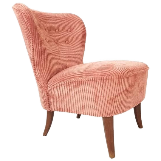 Artifort Clubfauteuil | Roze Ribstof Cocktailstoeltje T.ruth 1