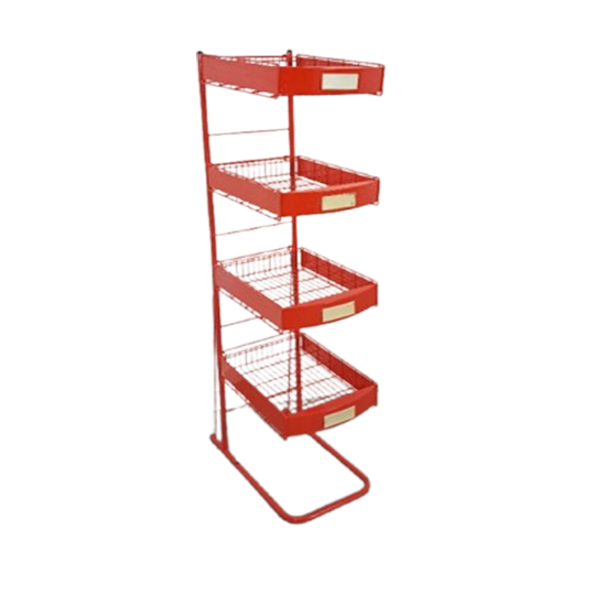Rood Metalen Winkelvitrine Winkelrek Met Manden Vintage 1