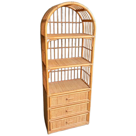 Vintage Bamboe Ladekast Met Boekenplank Uit De Jaren 70 1