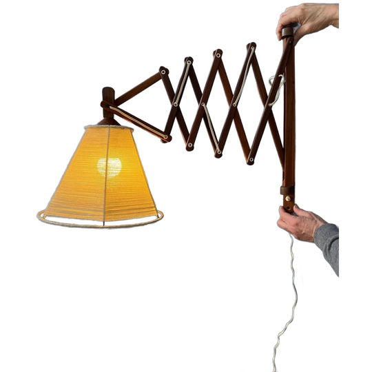Vintage Houten Schaarwandlamp Met Touwkap 1