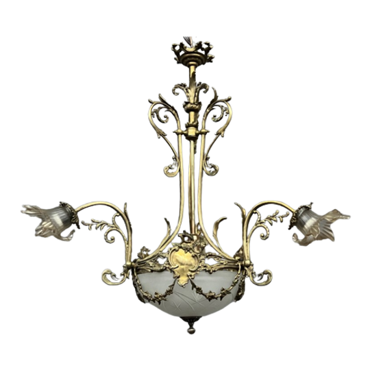 Kroonluchter In Lodewijk Xv-stijl. Massief Brons, Kristal. 1