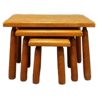 Vintage Eiken Brutalist Mimiset, Nesting Tables