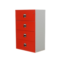 Officenow Dossierkast, Rood/Lichtgrijs, 145 X 95 Cm, 4 Laden, A4 + Folio, Brandkast