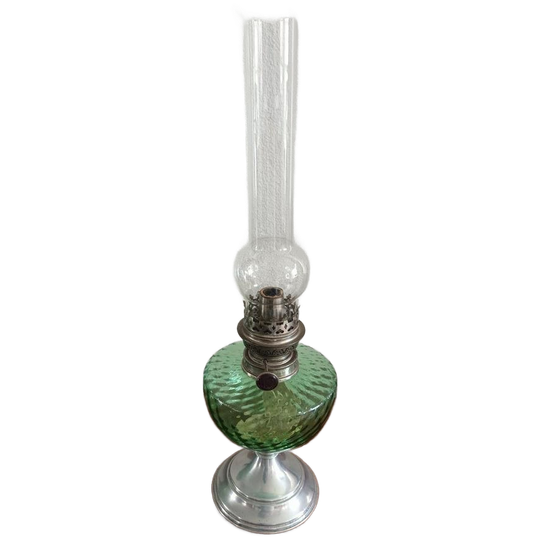 Antieke Petroleumlamp / Olielamp Met Lont En Glas 1