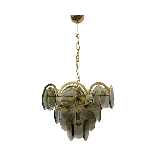 Vistosi Gold Smoked Glass , 1970S Pendant Lamp Hanging Lamp