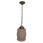 Art Deco Hanglamp Met Roze Matglazen Kap thumbnail 1