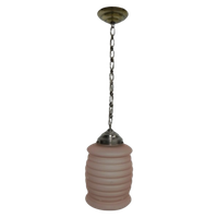 Art Deco Hanglamp Met Roze Matglazen Kap