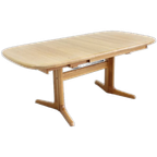 Vintage Deense Ovalen Uitschuifbare Eettafel Tafel Massief Hout thumbnail 1