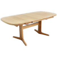 Vintage Deense Ovalen Uitschuifbare Eettafel Tafel Massief Hout
