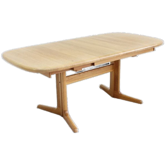 Vintage Deense Ovalen Uitschuifbare Eettafel Tafel Massief Hout 1