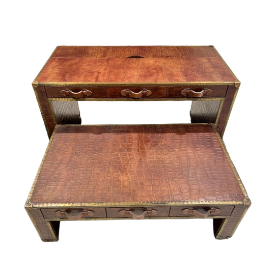 Set Leren Trunk-tafels 1