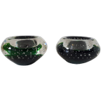 * 2 Murano Kandelaars Spijkerglas Waxine Houders | Kerst thumbnail 1