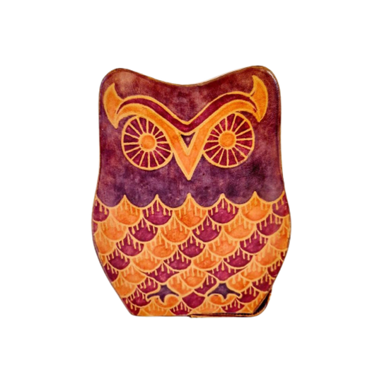 Vintage Spaarpot Leren Uil Beeldje 1