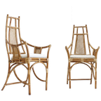 Vintage Rotan Fauteuils Met Bouclé Kussens Jaren 70 thumbnail 1