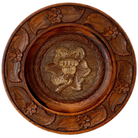 Groot Handgesneden Houten Bord, Folk Art Ontwerp Uit De Jaren '60