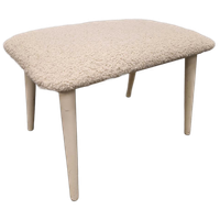 Vintage Voetenbankje Nieuw Bekleed Bouclé Teddy Stof