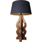 Brutalist Massief Eiken Gebrande Lamp thumbnail 1