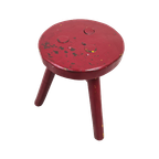 Red French Tripod Stool, 1960S thumbnail 1