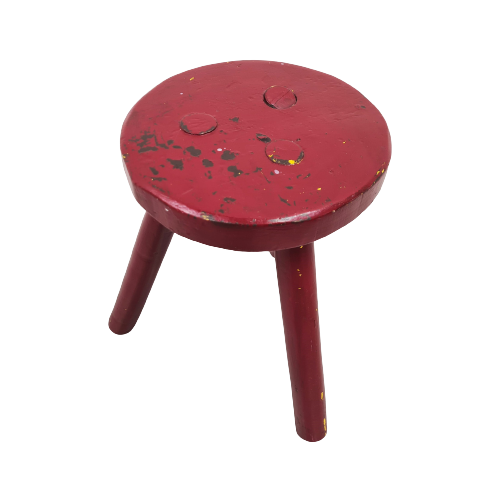 Red French Tripod Stool, 1960S