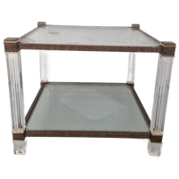 Hollywood Regency Glas En Perspex Bijzettafel Vintage.