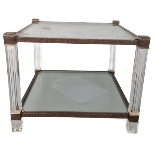 Hollywood Regency Glas En Perspex Bijzettafel Vintage. 1