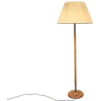 Vintage Vloerlamp Jaren 50 Notenhout Messing thumbnail 1