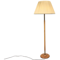 Vintage Vloerlamp Jaren 50 Notenhout Messing