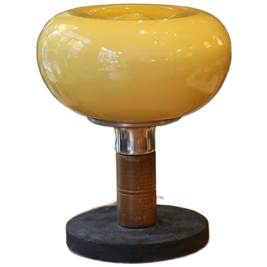 Vintage Mid-century Lamp — Amberkleurige Glazen Bol, Jaren 60 1
