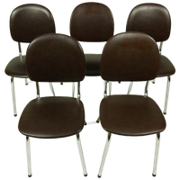 5 X Vintage Stoelen In Skai Leer, Jaren 70